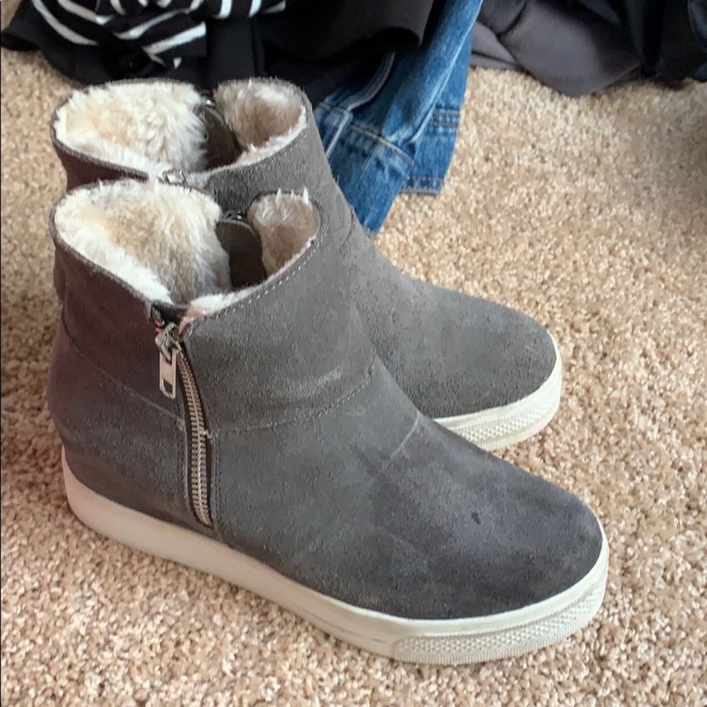 Gray hidden heels booties